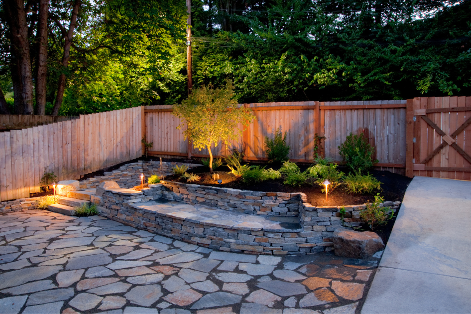 Evening Backyard View with Decorations and Accessories