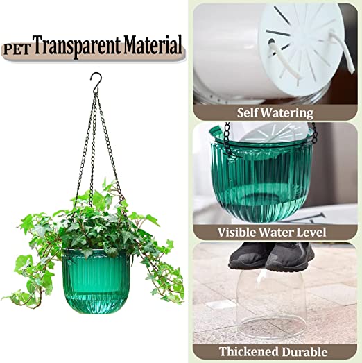 Self watering pots with a visible water level and durable material