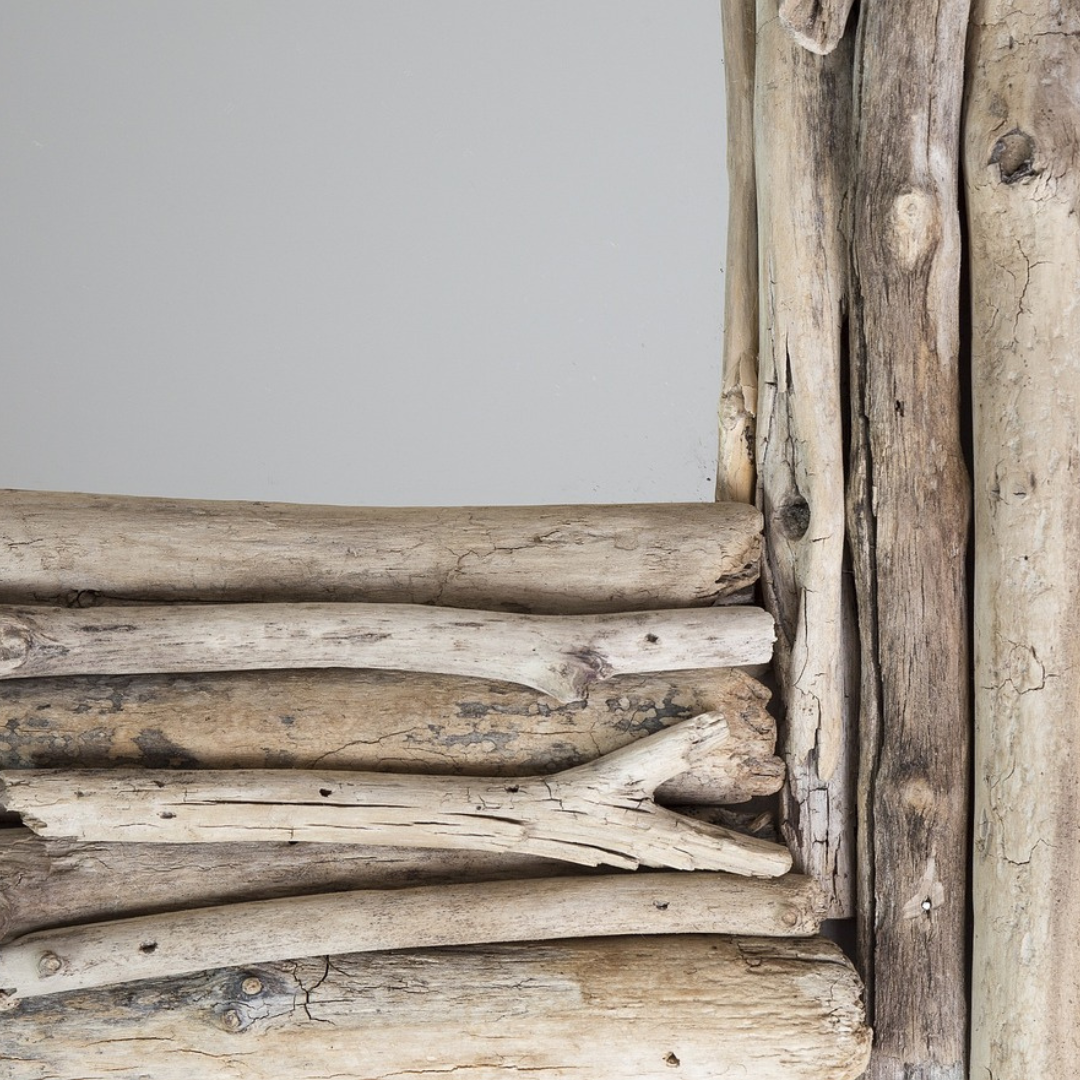 Driftwood used to create a coastal frame