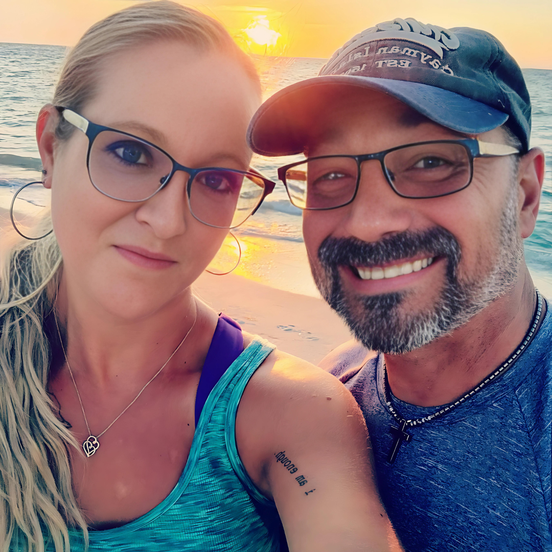 Elizabeth and Johnny V during sunset at Englewood Beach